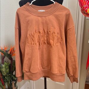 Muse Brnd athletics embroidered spell out sweatshirt rust small